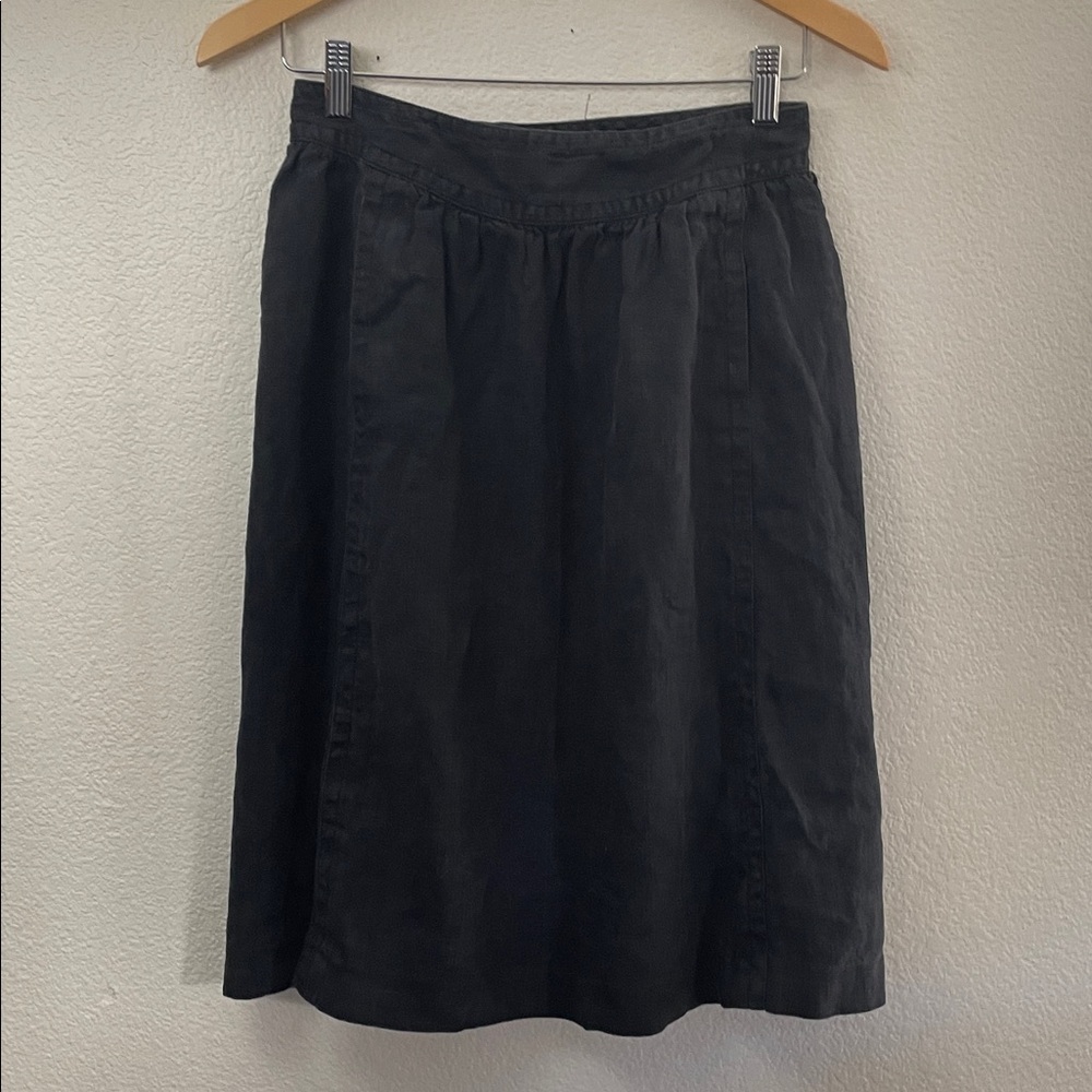 Claiborne charcoal 100% linen A-Line knee high Skirt classic sz12 career 14x26